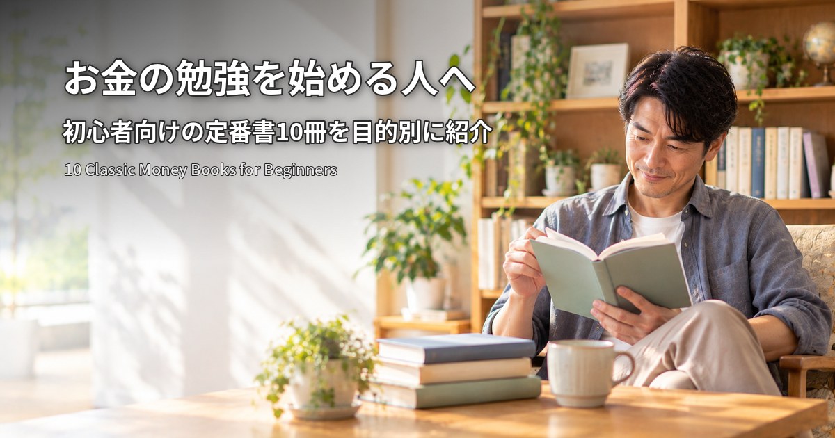 お金の勉強を始める人へ 初心者向けの定番書10冊 くつろぎながら本を読み始める男性