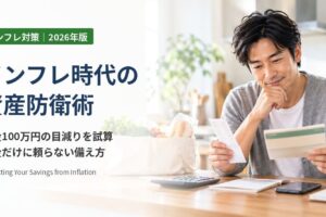 インフレ時代の資産防衛術：自宅のキッチンでレシートと通帳を見比べながら家計と資産を考える40代の男性
