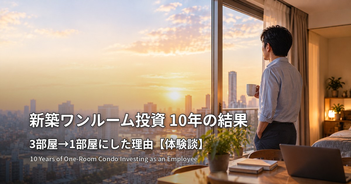 新築ワンルーム投資10年の結果 3部屋から1部屋にした理由 夕暮れの街を窓辺から眺める会社員